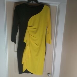 Elegant Black and Yellow Women's Dress